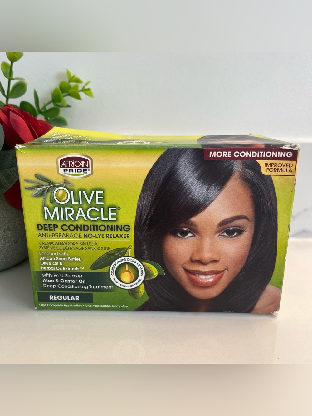 Olive Miracle Deep Conditioning No-Lye Relaxer - Regular (Green)